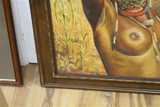 Joan Jocelyn, oil on canvas, Portrait of a South African Native woman, signed, 75 x 60cm